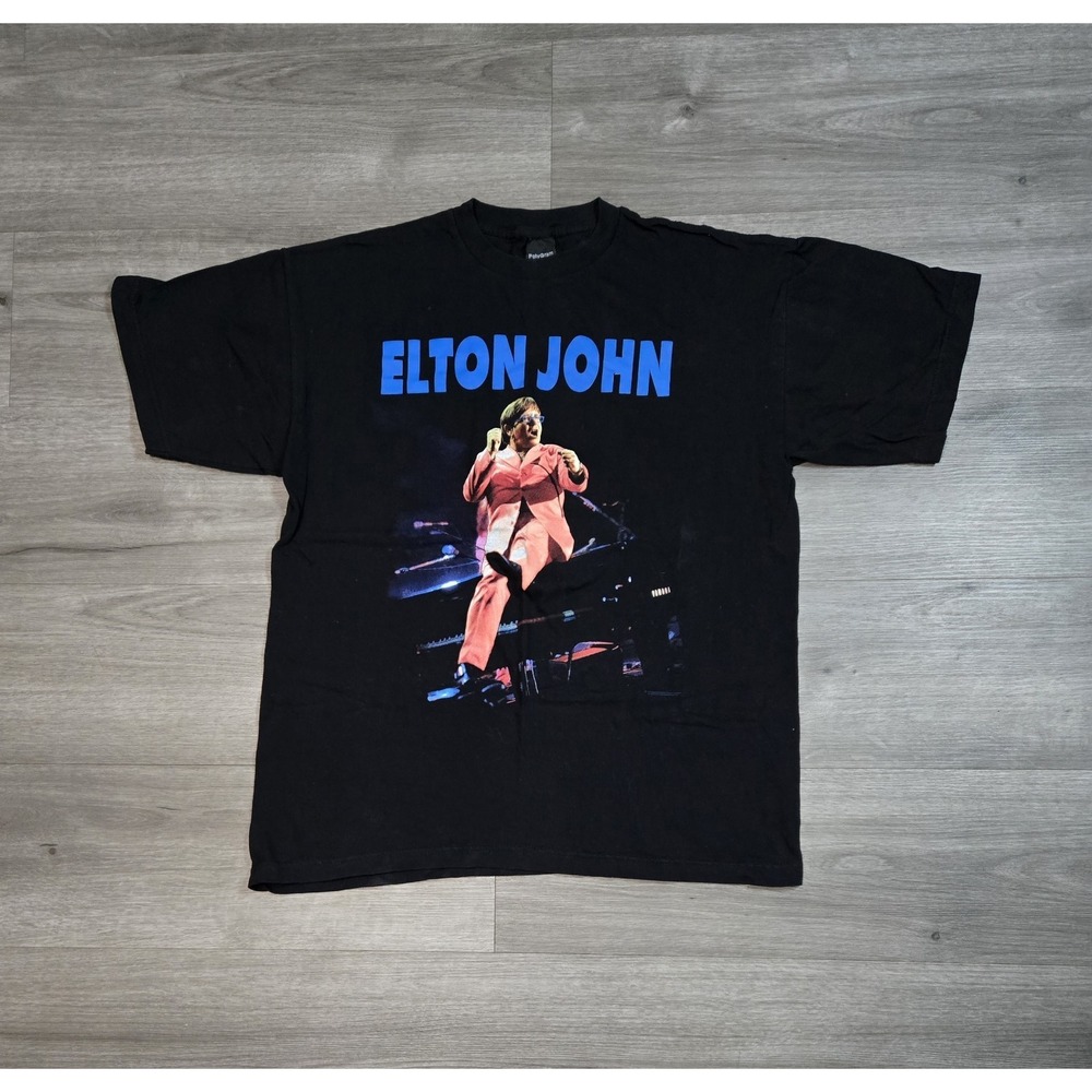 Vintage Elton John 1997 Solo Tour Concert T Shirt Large Black